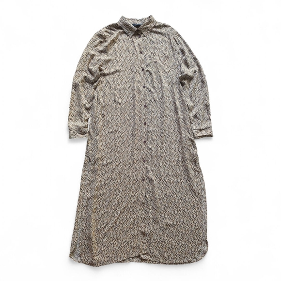 Vici Cheetah Shirt‎ Dress Sz M Maxi Length Fall Style Roll Tab Sleeves - Picture 3 of 14
